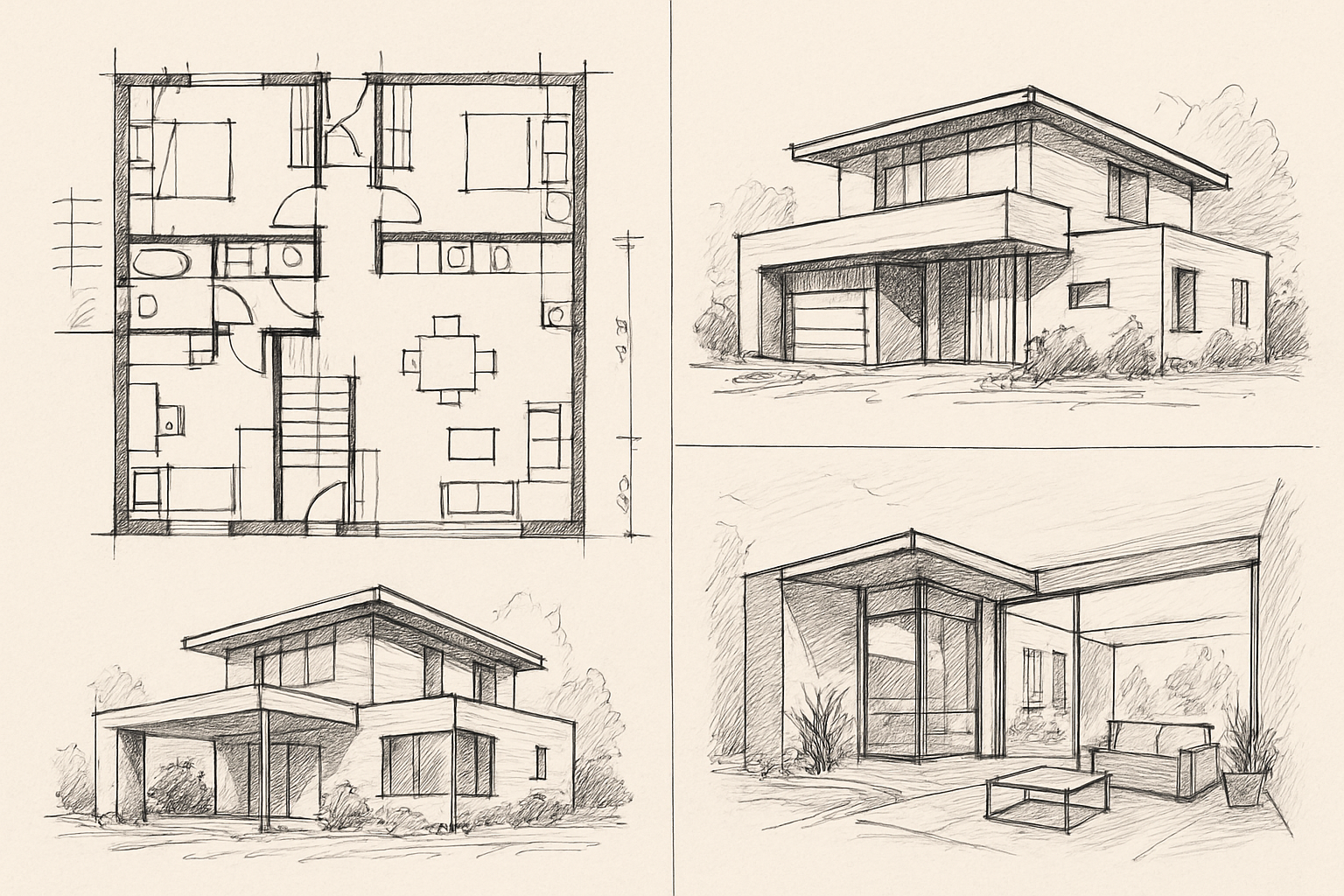 Architectural plans and home design sketches